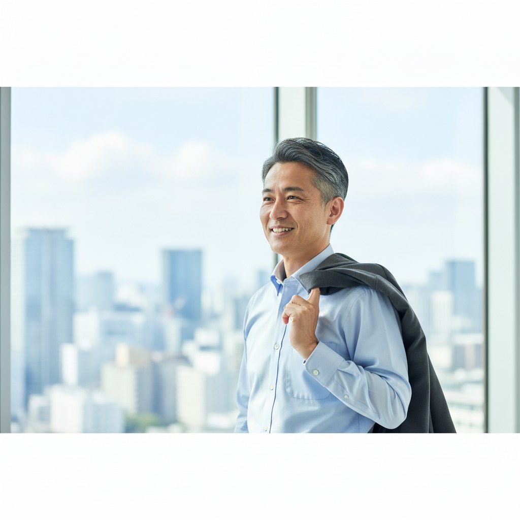 白髪ぼかしを活かした清潔感のある40代男性