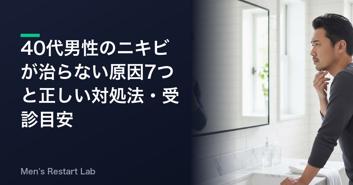 40代男性のニキビが治らない原因7つと正しい対処法・受診目安