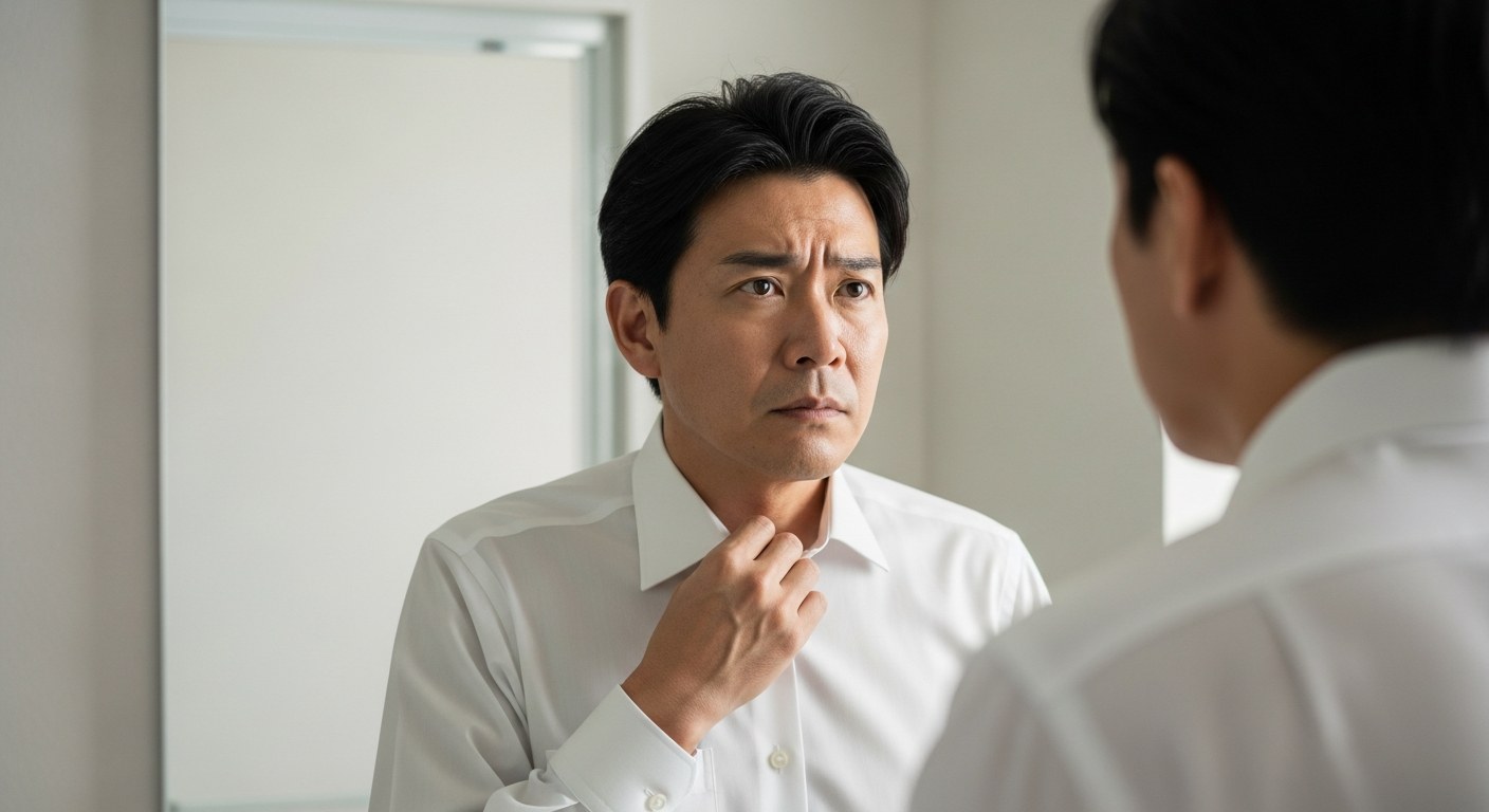 ワイシャツの襟のニオイを気にする40代男性